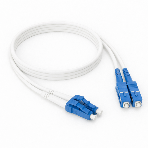 Coiled duplex fiber optic cable